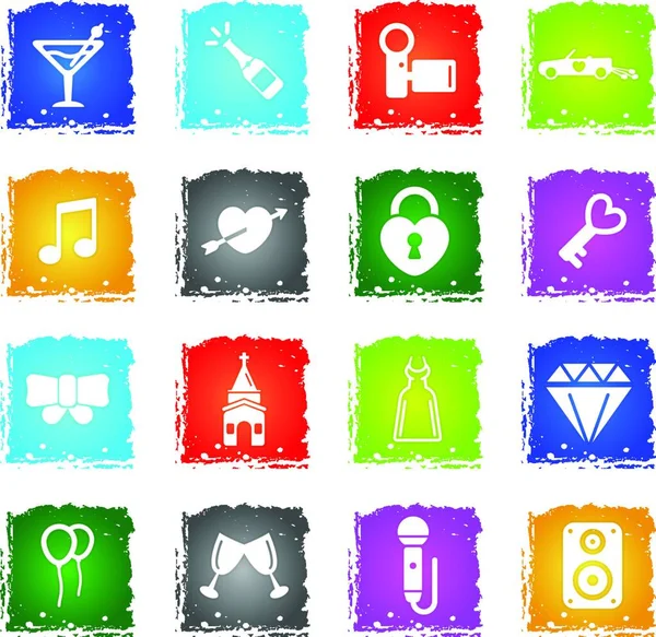Wedding Simply Icons Colorful Vector — Stock Vector