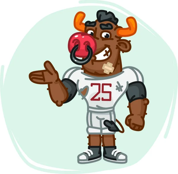 Bull Football Speler Toont — Stockvector