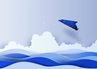 Origami yunusu yaptı, modern grafik çizimi