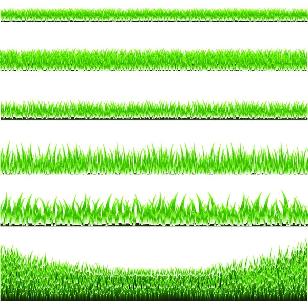 Grass Borders Set Vector Illustration — Stockvektor