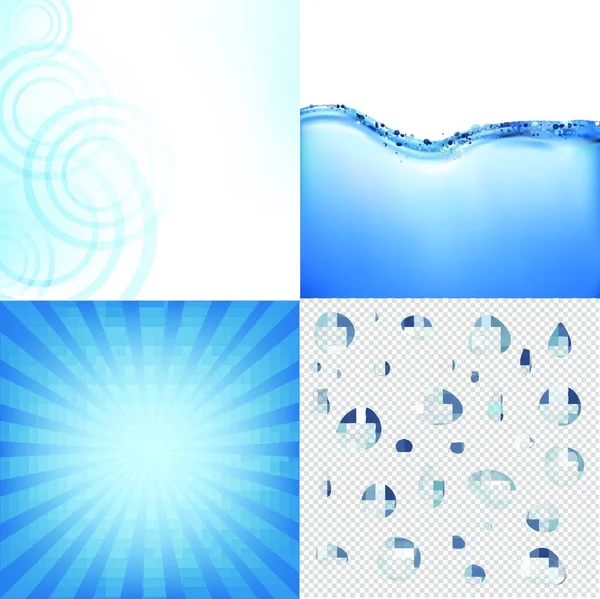 Conjunto Fondos Agua Azul Ilustración Vectorial — Vector de stock