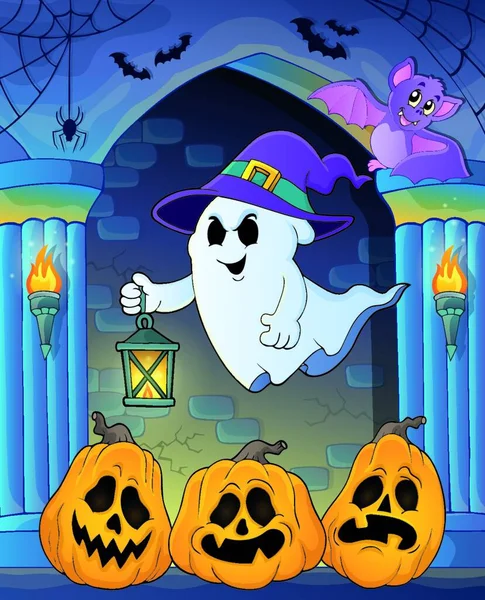 Ghost Hat Lantern Theme — Stock Vector