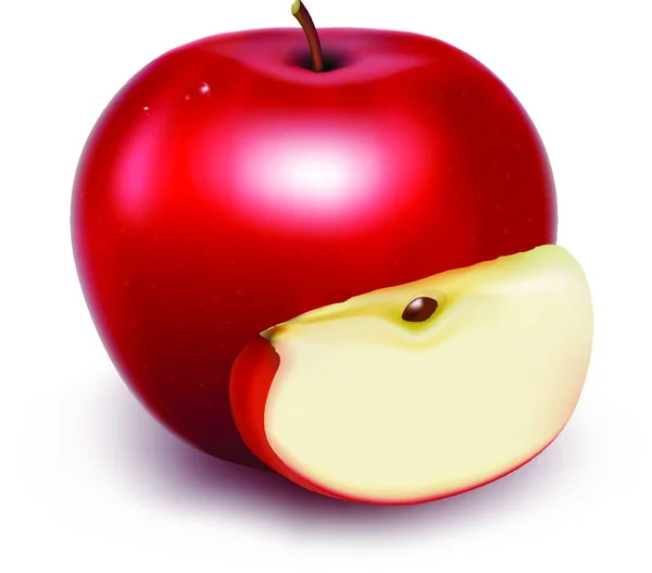 Illustration Vectorielle Pomme Rouge Fraîche — Image vectorielle