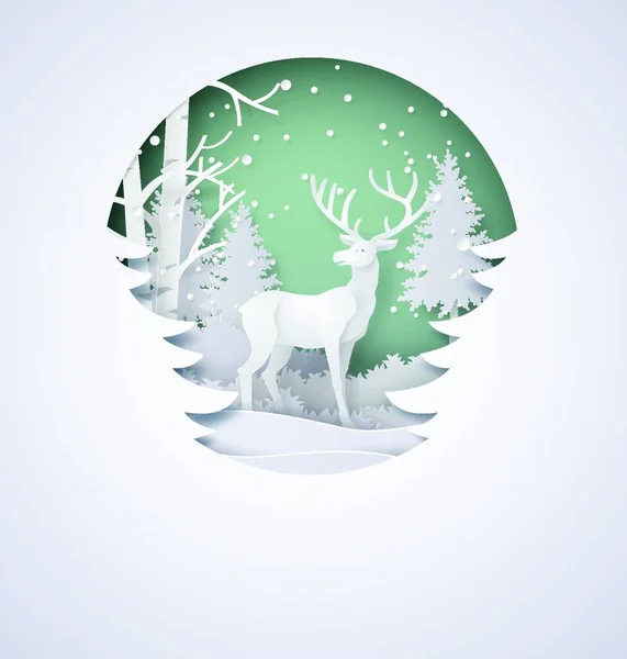 Cerf Dans Forêt Illustration Vectorielle Colorée — Image vectorielle