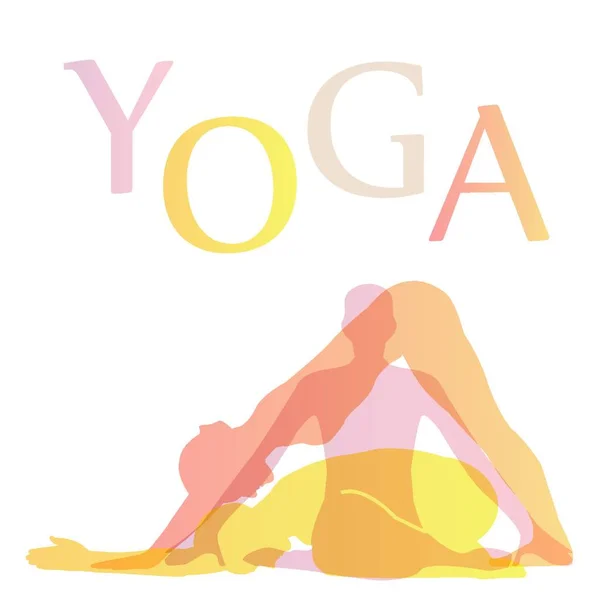 Yoga Coloca Silhueta Ilustração Gráfica —  Vetores de Stock
