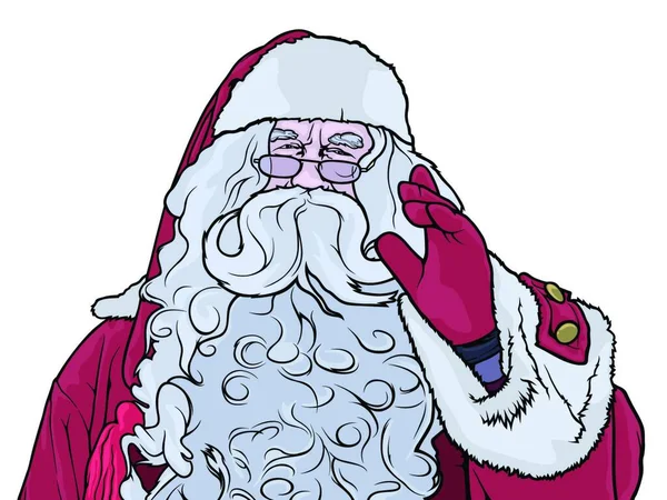 Santa Claus Waving Vektorové Ilustrace Jednoduchý Design — Stockový vektor
