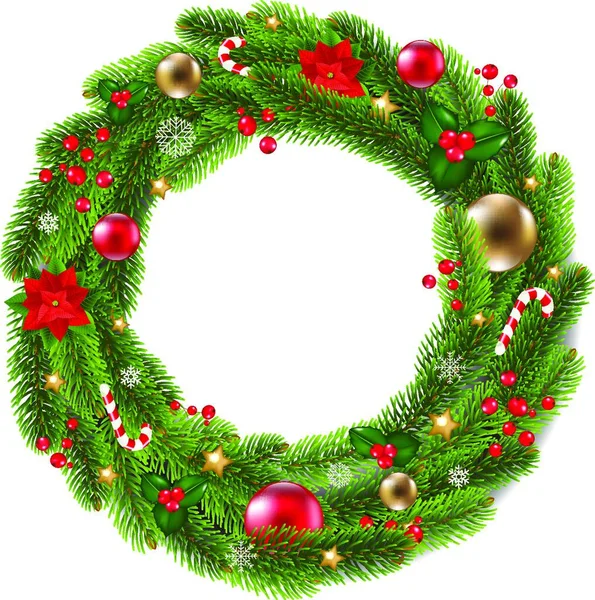 Christmas Wreath Vector Illustratie Eenvoudig Ontwerp — Stockvector