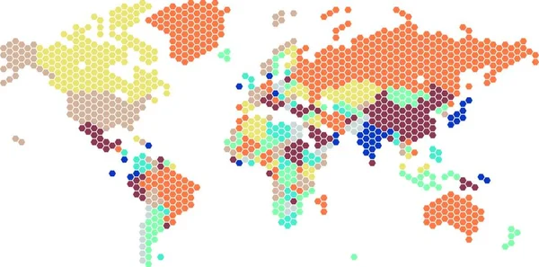 Tečkovaná Mapa Světa Šestihranný Teček — Stockový vektor