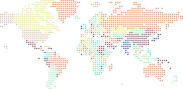 Tečkovaná Mapa Světa Čtverečních Teček — Stockový vektor