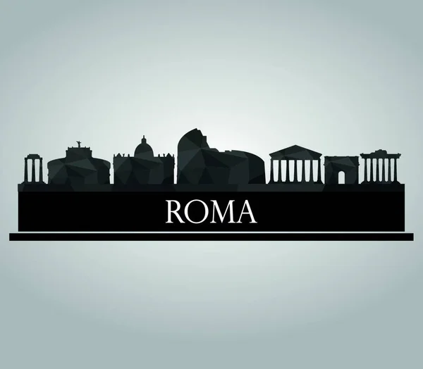 Řím Panorama Vektorové Ilustrace Jednoduchá Konstrukce — Stockový vektor