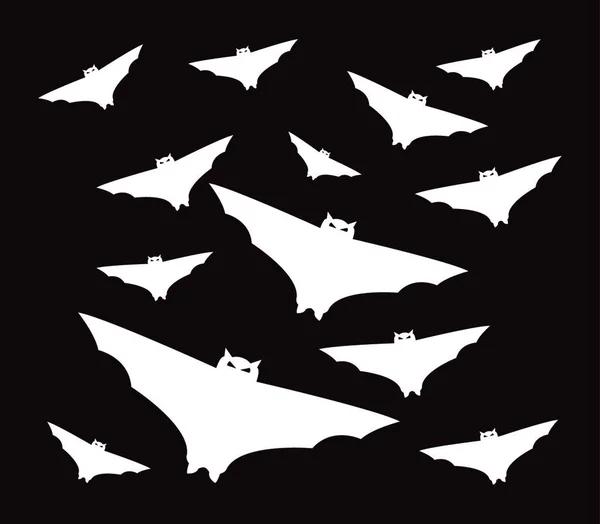 Murciélagos Sobre Fondo Negro Vector Ilustración Diseño Simple — Vector de stock