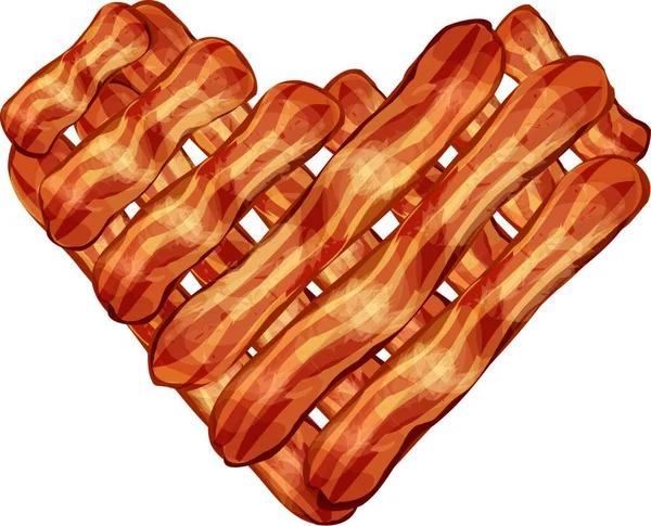 Bacon Strips Heart Shape — Stock Vector