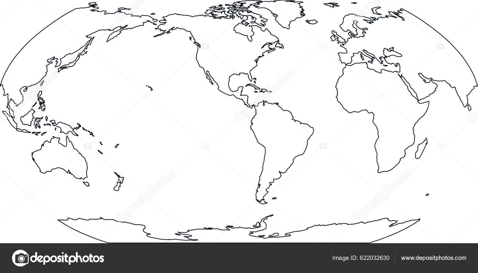 Carte Schématique Monde Amériques Centrées Illustration Vectorielle Plate Simple image