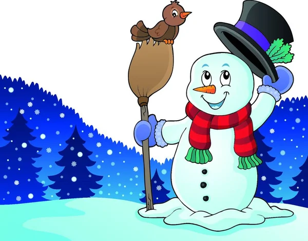 Winter Snowman Subject Image — Stock vektor