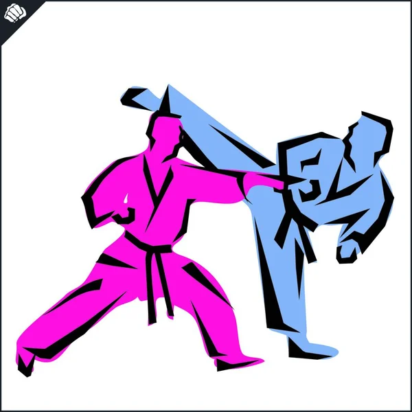 Martial Art Colored Simbol Design Karate Emblem — Stock Vector