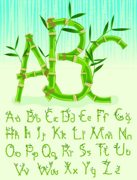 Illustration Bamboo Eco Alphabet — Stock Vector