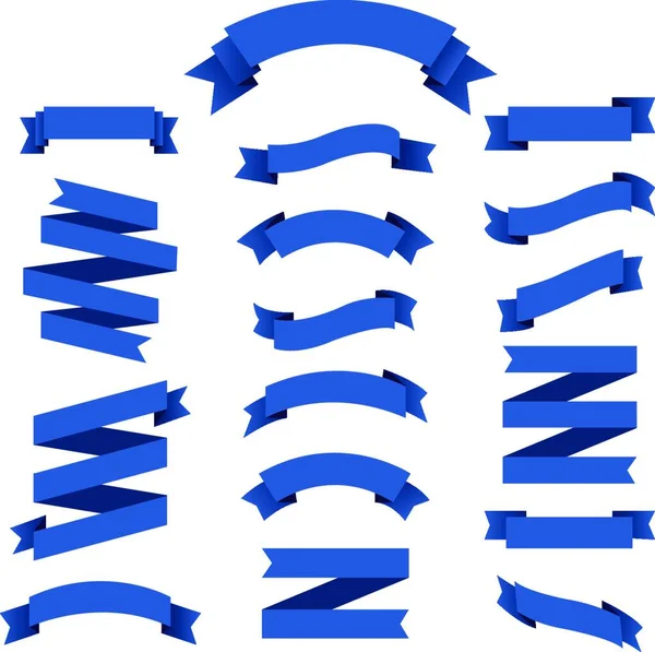 Blue Ribbon Set Vector Illustratie Eenvoudig Ontwerp — Stockvector
