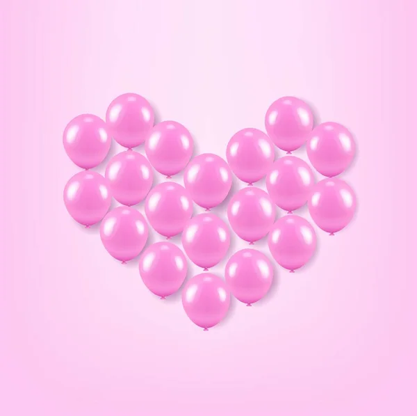Ballons Roses Coeur Illustration Vectorielle Design Simple — Image vectorielle