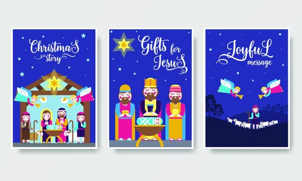 Veselé Vánoční Pohlednice Vektory Zrození Kristovy Šablony Květin Časopisů Plakátů — Stockový vektor