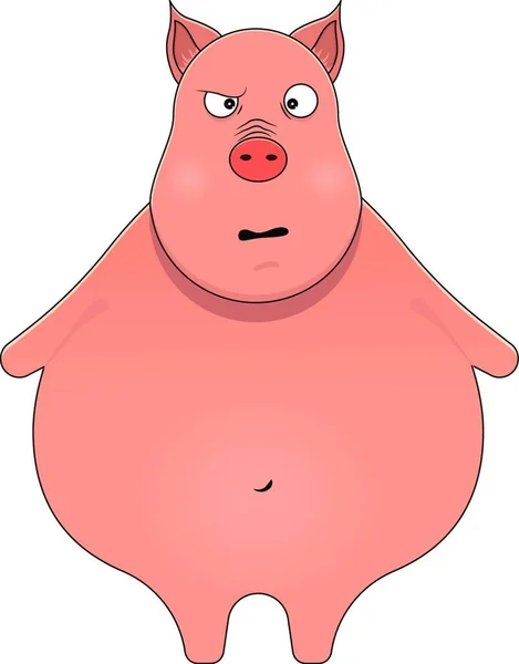 Little Pig Looking Confused Cartoon Style Kawaii Animal — Vetor de Stock