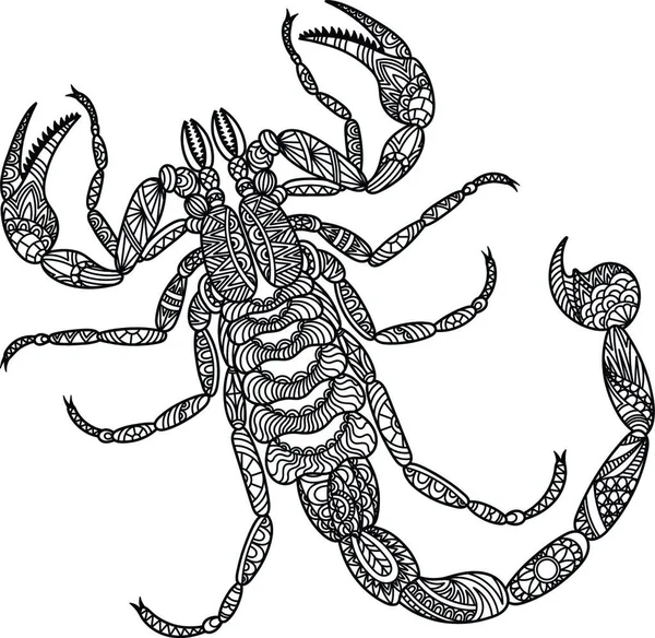 Zentangle Vector Scorpion Vector Illustratiomn — Vettoriale Stock