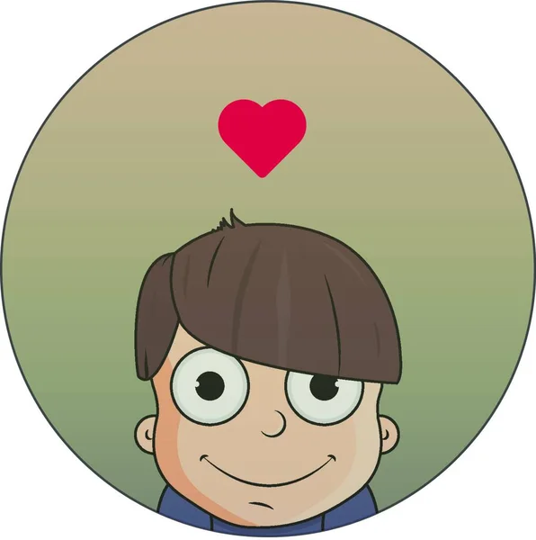 Cute cartoon boy with love emotions. Vector illustration