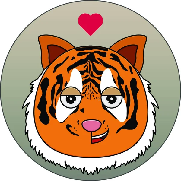 happy tiger icon with love emotions. Animal icon.