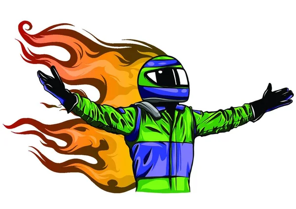Car Racing Man Cartoon Vector Illustratio Design — Stock Vector