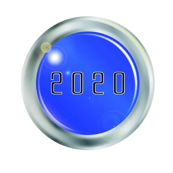2020 Blue Button Vector Illustration — Stock Vector