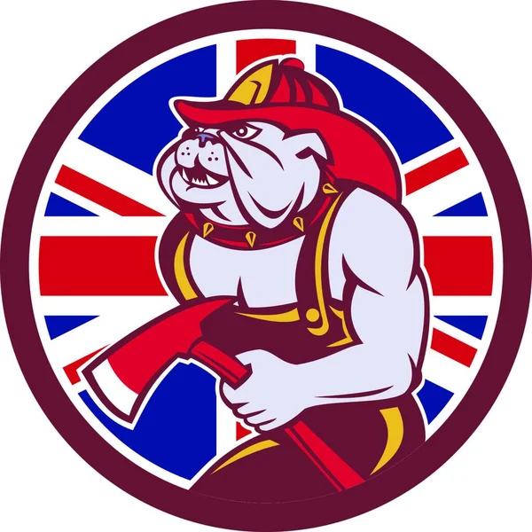 British Bulldog Fireman Union Jack Bandeira Ícone — Vetor de Stock