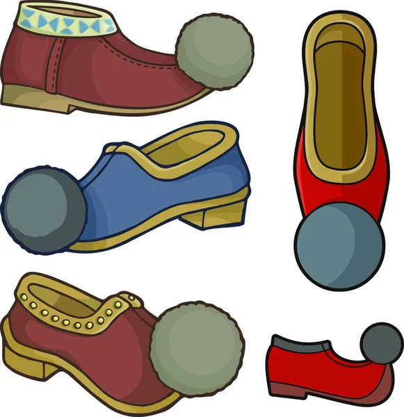 Yunan Halk Ayakkabıları Renkli Vektör Çizimleri — Stok Vektör
