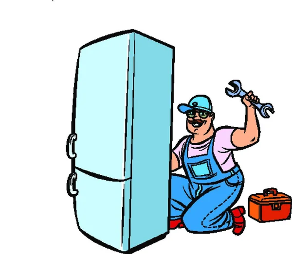 Reparación Del Refrigerador Principal Ilustración Gráfica — Archivo Imágenes Vectoriales