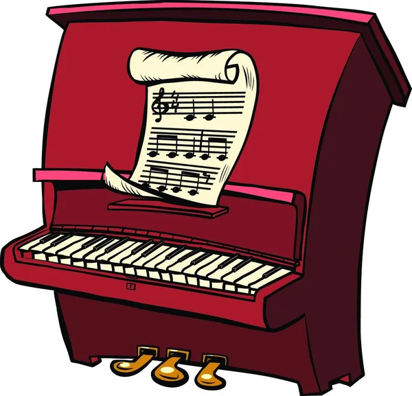 Instrumento Musical Piano Partituras —  Vetores de Stock
