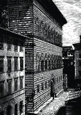 Strozzi Palace at Florence the back of the Strozzi Place vintage