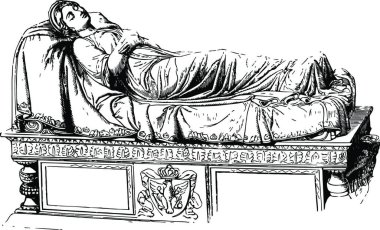 Kraliçe Louise Heykeli 'nin mezarı Rauch vintage vektör çizimi tarafından yapıldı.