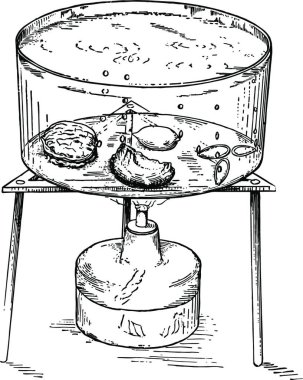 Sıcak Su siyah ve beyaz vintage vektör çizimi