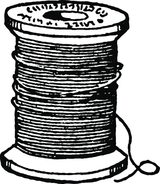Bobbin Thread Engraved Simple Vector Illustration — Stock Vector