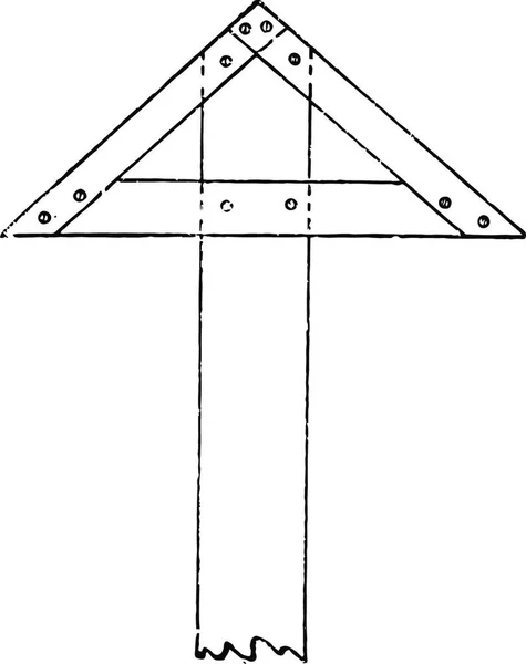Fixed Triangular Head Square Engage Edge Vintage Engraving — Stockvector