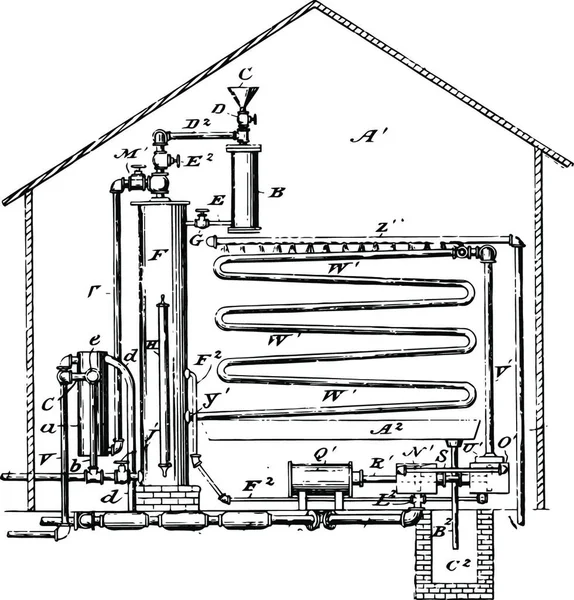 Холодильное Оборудование Гравированная Простая Векторная Иллюстрация — стоковый вектор