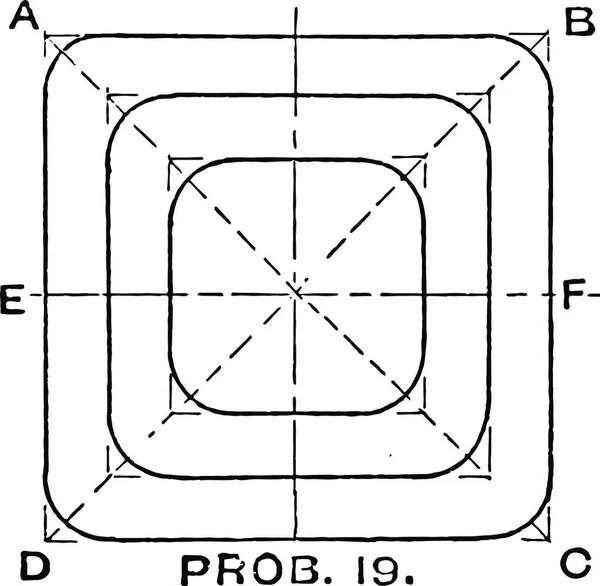 Mekanisk Ritning Övning Skuggning Sidor Inskrivna Kvadrater — Stock vektor