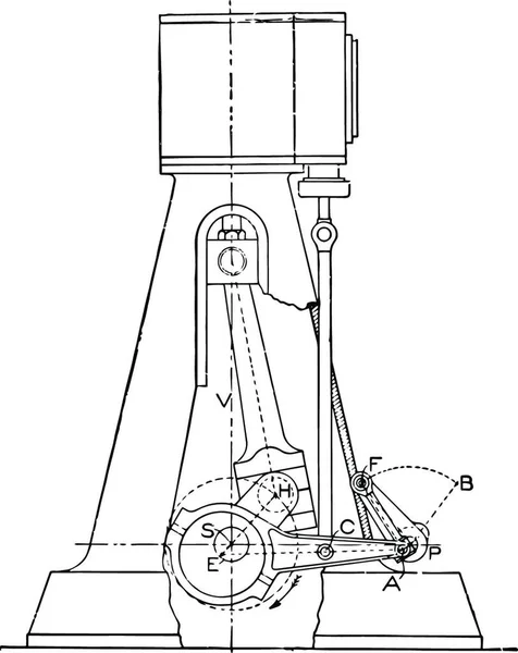 Нарис Парового Двигуна Marshall Передач Зменшення Тертя — стоковий вектор