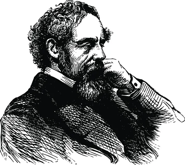 Charles Dickens Vintage Illustration — Stok Vektör