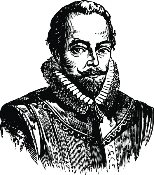Sir Walter Raleigh Vintage Illustration — Διανυσματικό Αρχείο