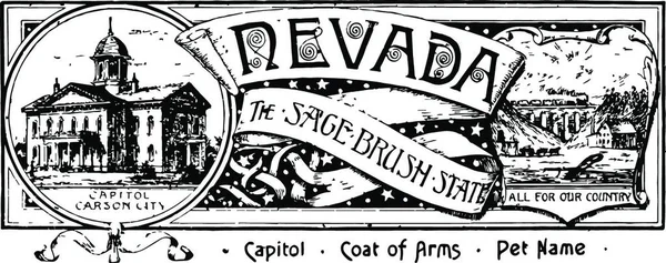 State Banner Nevada Sage Brush State Vintage Vector Illustration Design — Stock Vector