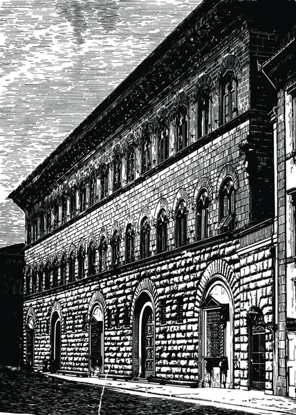 Palais Riccardi Florence Expression Une Grande Massivité Vintage Vectoriel Illustration — Image vectorielle