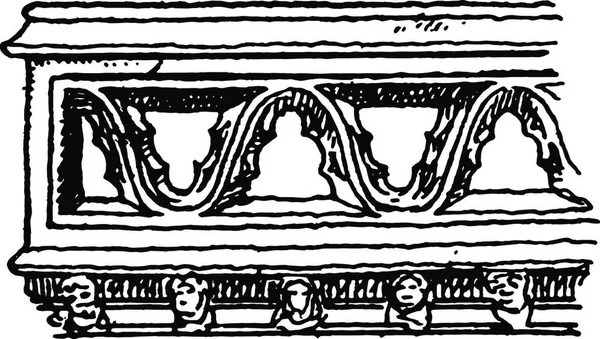 Parapeto Arquitectura Gótica Moldeado Diseño Ilustración Vectorial — Archivo Imágenes Vectoriales