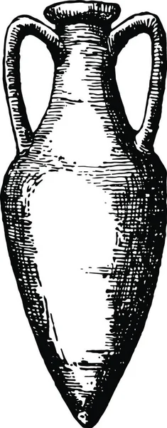 Amphora Sklenice Dvěma Rukojetěmi Úzký Krk Vinobraní Vektor Ilustrační Design — Stockový vektor