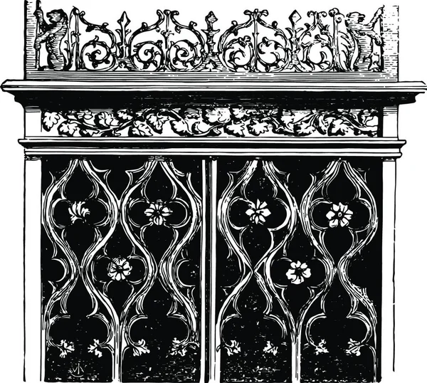 Gothic Screen Designed Flamboyant Oak Design Vintage Vector Illustration Design — Stock Vector