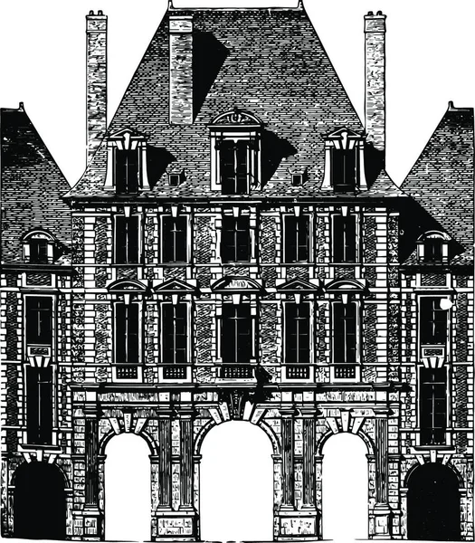 Paris Royal Palace Faade Resmi Grand Louvre Desain Ilustrasi Vektor - Stok Vektor