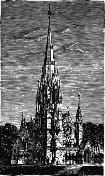 Iglesia Conmemorativa Gracia Centro Harvard Yard Diseño Ilustración Vectorial — Archivo Imágenes Vectoriales